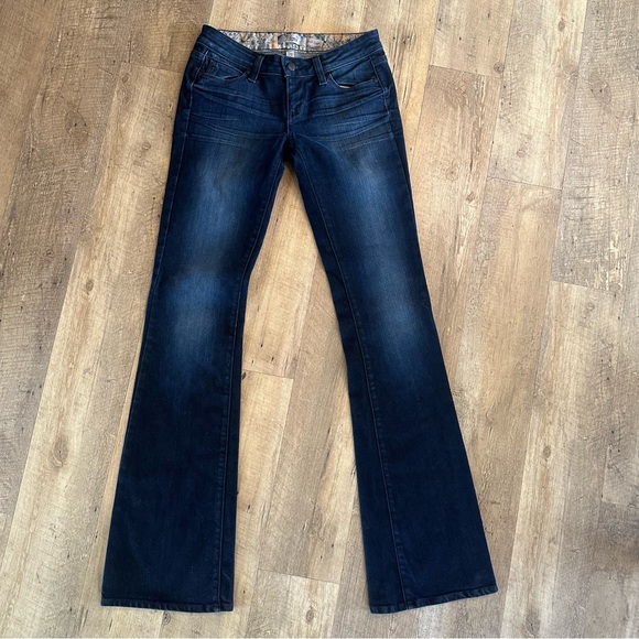 Paige Low Rise Laurel Canyon Bootcut Denim Jeans Dark Wash - Picture 4 of 9